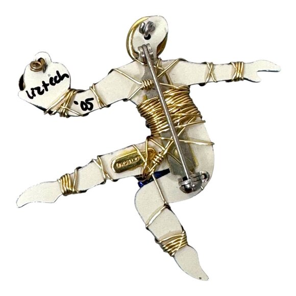 Liztech 05 Wire Wrapped Ballet Ballerina Dancer Brooch Heart & Blue GemStones - Picture 2 of 6